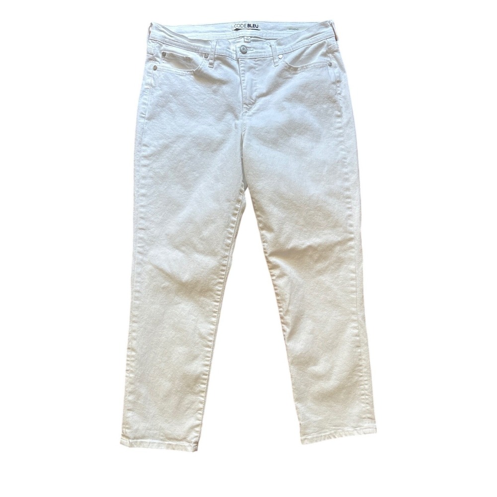 Code Bleu Weekend Jeans Womens White Floral Embroidered Straight Leg SIZE‎ 10